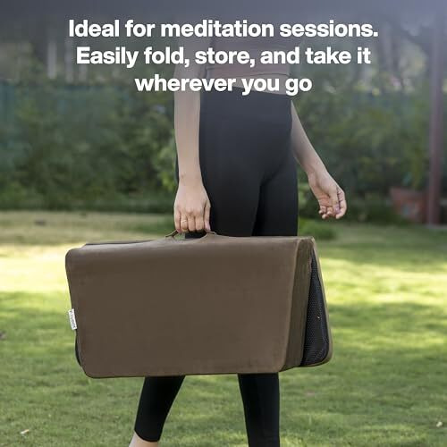 FOVERA Meditation Seat Cushion - Foldable Portable Large Size Meditation Yoga Block, Light Weight, Easy to Carry with Premium Velvet Cover (Brown)