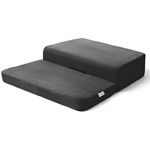 FOVERA Meditation Cushion - Foldable Portable Large Size Meditation Yoga Block, Light Weight, Easy to Carry with Premium Removable & Washable Velvet Cover (Dark Grey)