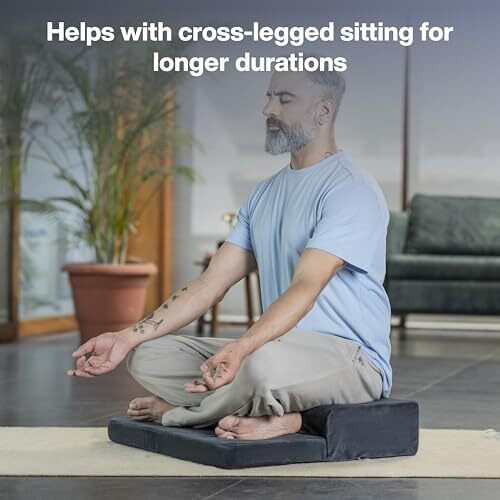 FOVERA Meditation Cushion - Foldable Portable Large Size Meditation Yoga Block, Light Weight, Easy to Carry with Premium Removable & Washable Velvet Cover (Dark Grey)