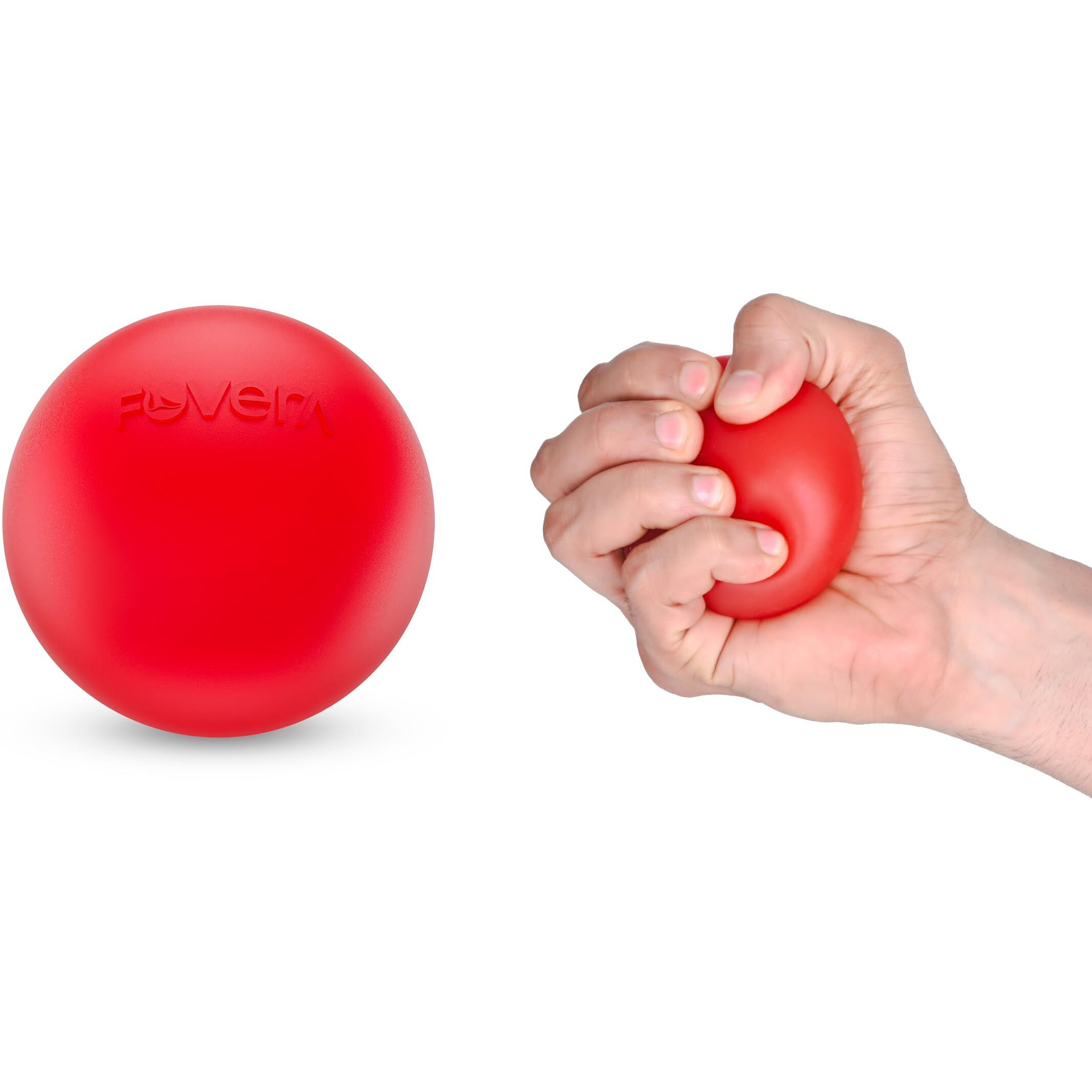 FOVERA Stress Relief MEDIUM Resistance Ball (1 pcs) for Hand Therapy, Exercise, Arthritis, Finger, Wrist, Carpal Tunnel, Pain Relief, Grip Exerciser Strengthening (2.5 inch, Red, Medium)