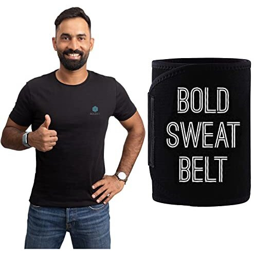 Boldfit Sportswear Sweat Belt for Women & Men Neoprene Lower Back Waist Support Slim Belt Waist Workout Trainer Belt for Women and Men- Fits Up to 43 Inch, Black, M