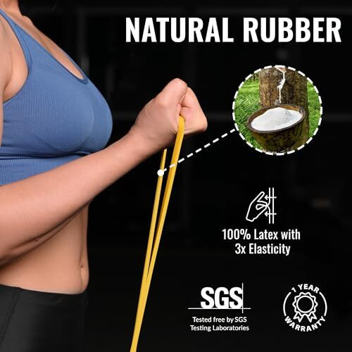Slovic Yellow Resistance Bands for Workout for Men and Women (1 Year Warranty) Resistance Band Set & Exercise Band for Home Gym Fitness Pull Up Band & Toning Band | Natural and Unbreakable Rubber