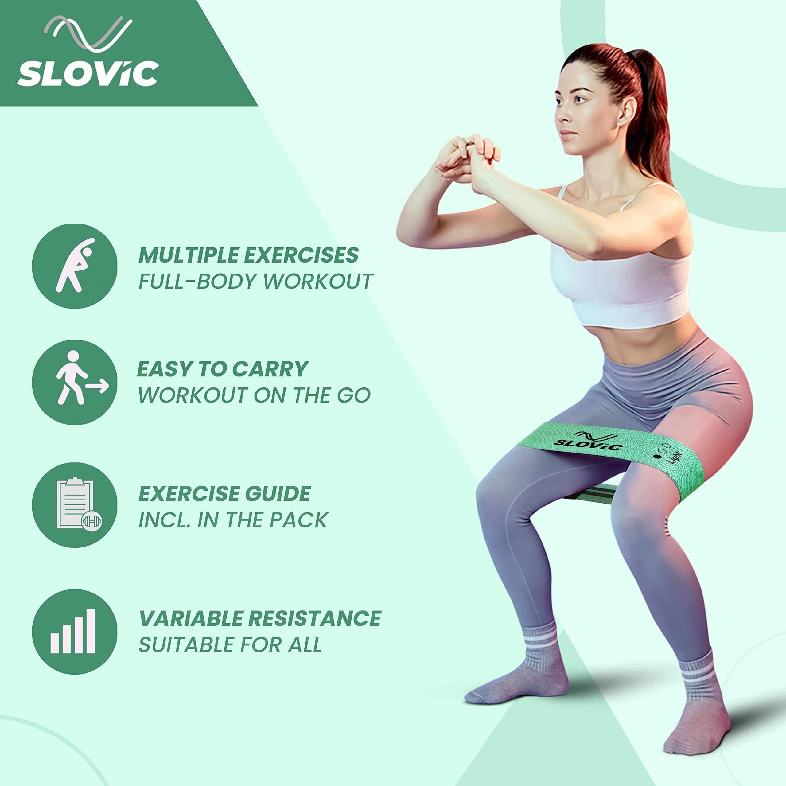 SLOVIC Resistance Bands for Workout for Women with 30+ Workout Guide (10-25 Lbs) Anti Slip Loop Hip Band for Women & Men Mini-Loop Booty Bands for Glutes and Squats Exercise, Suitable for Home & Gym