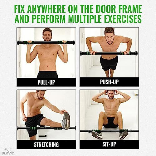 SLOVIC Door Pull Up Bar for Home Workout (Load Capacity 100 KG) Wall Mounted Pullup Bar At Home Non Slip Pull Up Rod & Chin Up Bar For Home with Adjustable Length 60 to 100cm