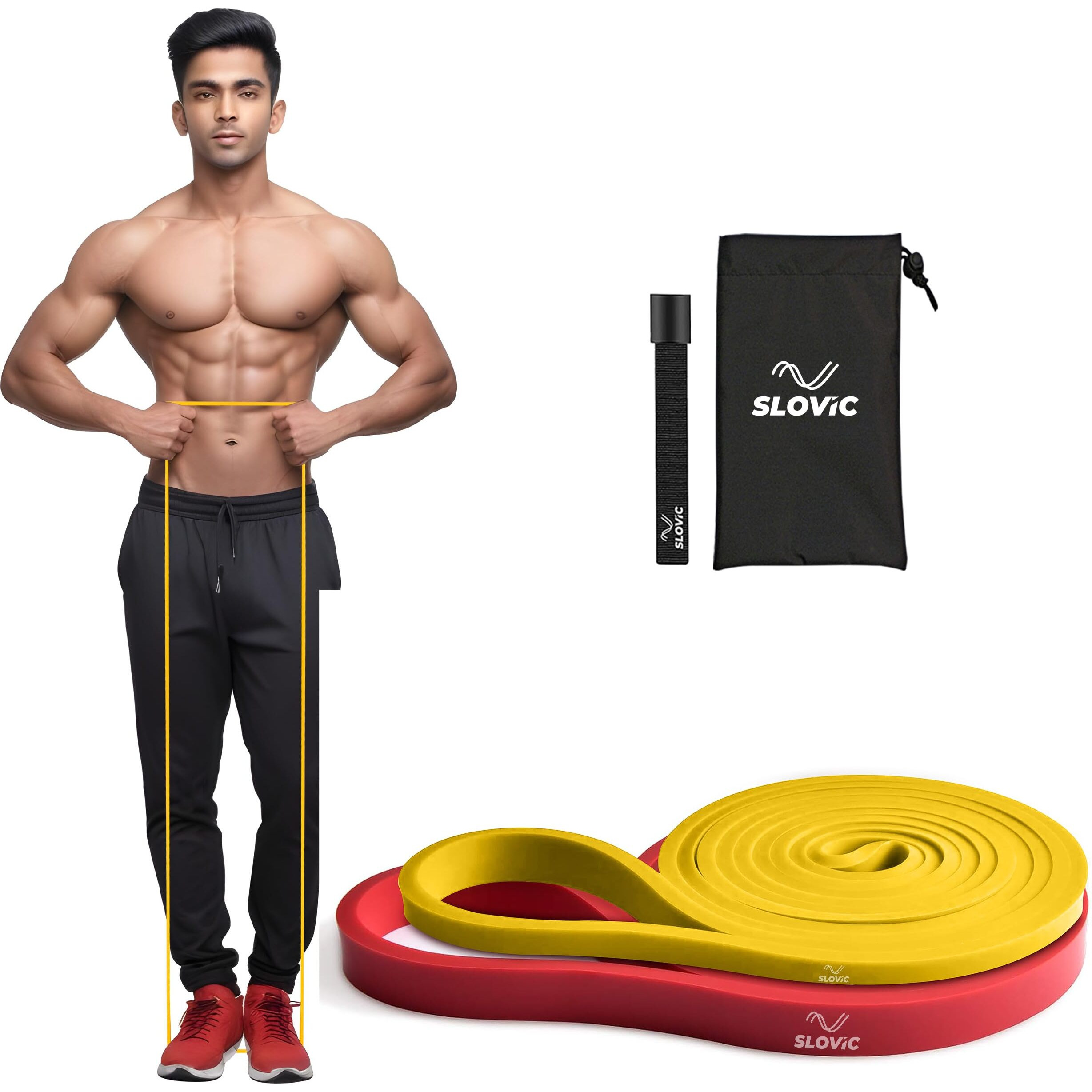 SLOVIC Resistance Bands for Workout for Men and Women (1 Year Warranty) Resistance Band Set & Exercise Band for Home Gym Fitness Pull Up Band & Toning Band | Natural and Unbreakable Rubber