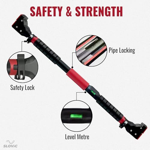 SLOVIC Pull-Up Bar Doorway for Home Workout No Screws Chin Up Bar with Locking Mechanism Max Load 200Kg Adjustable (72 to 110 CM)