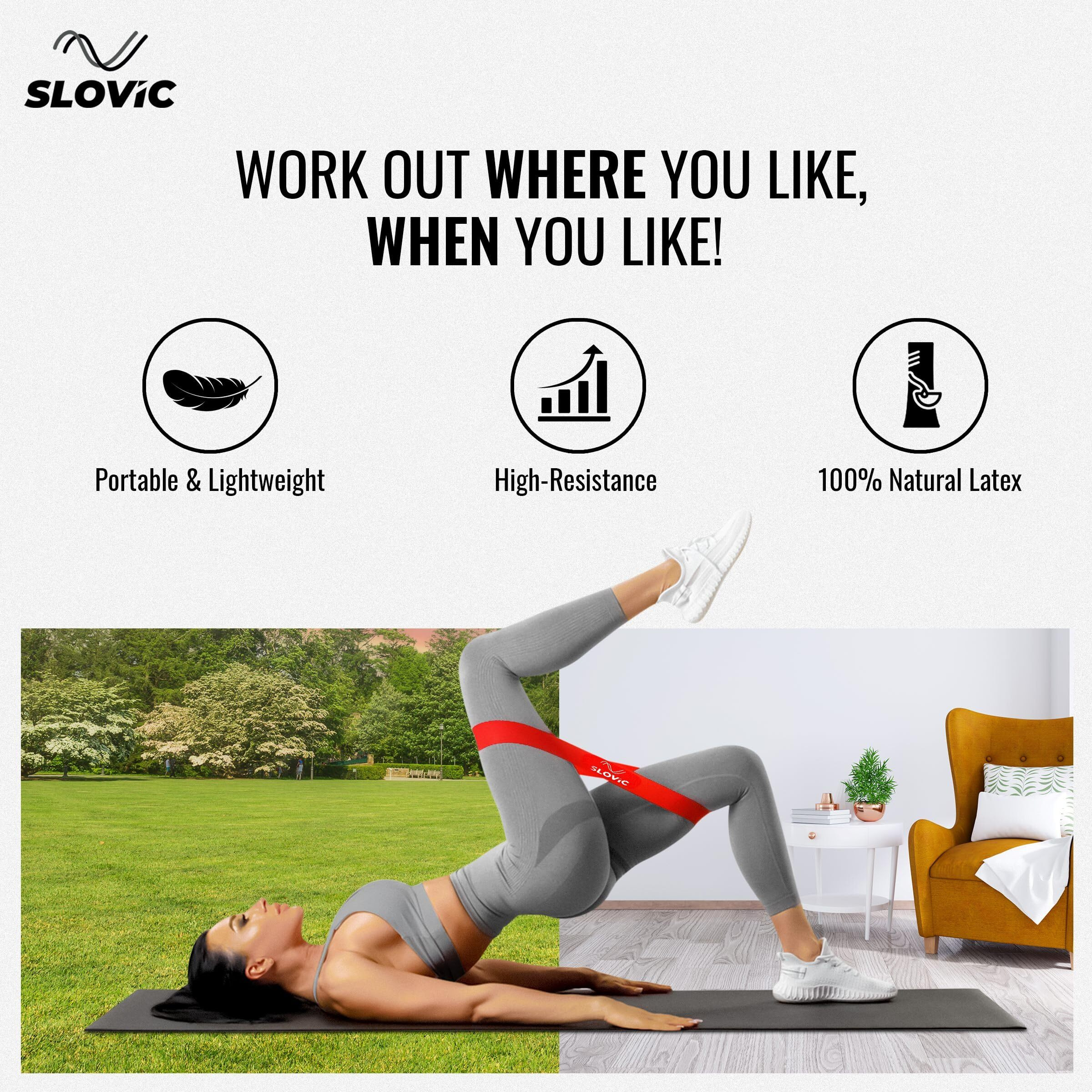 SLOVIC Resistance Loop Bands 100% Natural Latex Exercise Bands with 1 Year Warranty Mini Resistance Loop Band for Full Body Exercises - Green