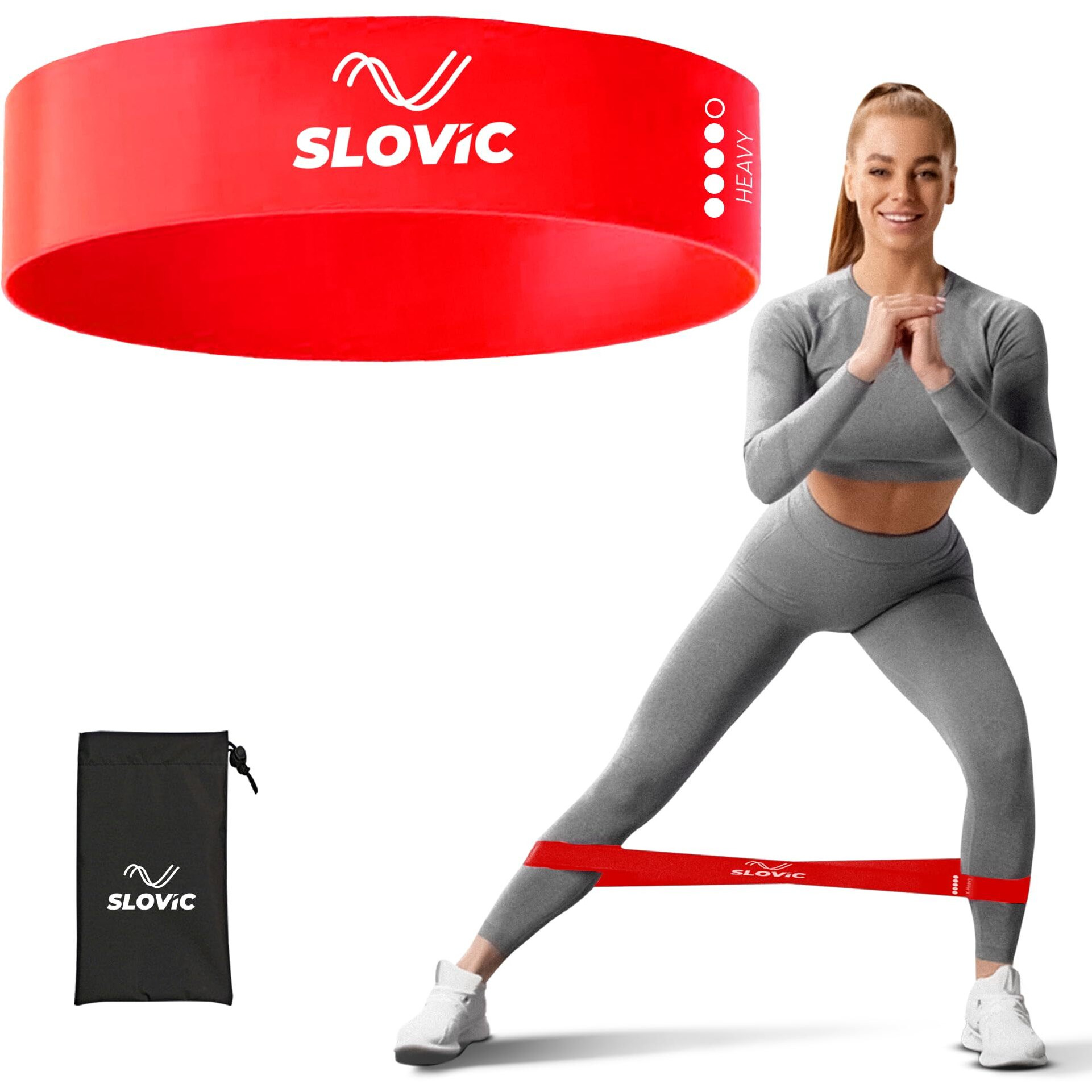SLOVIC Resistance Loop Bands 100% Natural Latex Exercise Bands with 1 Year Warranty Mini Resistance Loop Band for Full Body Exercises - Red
