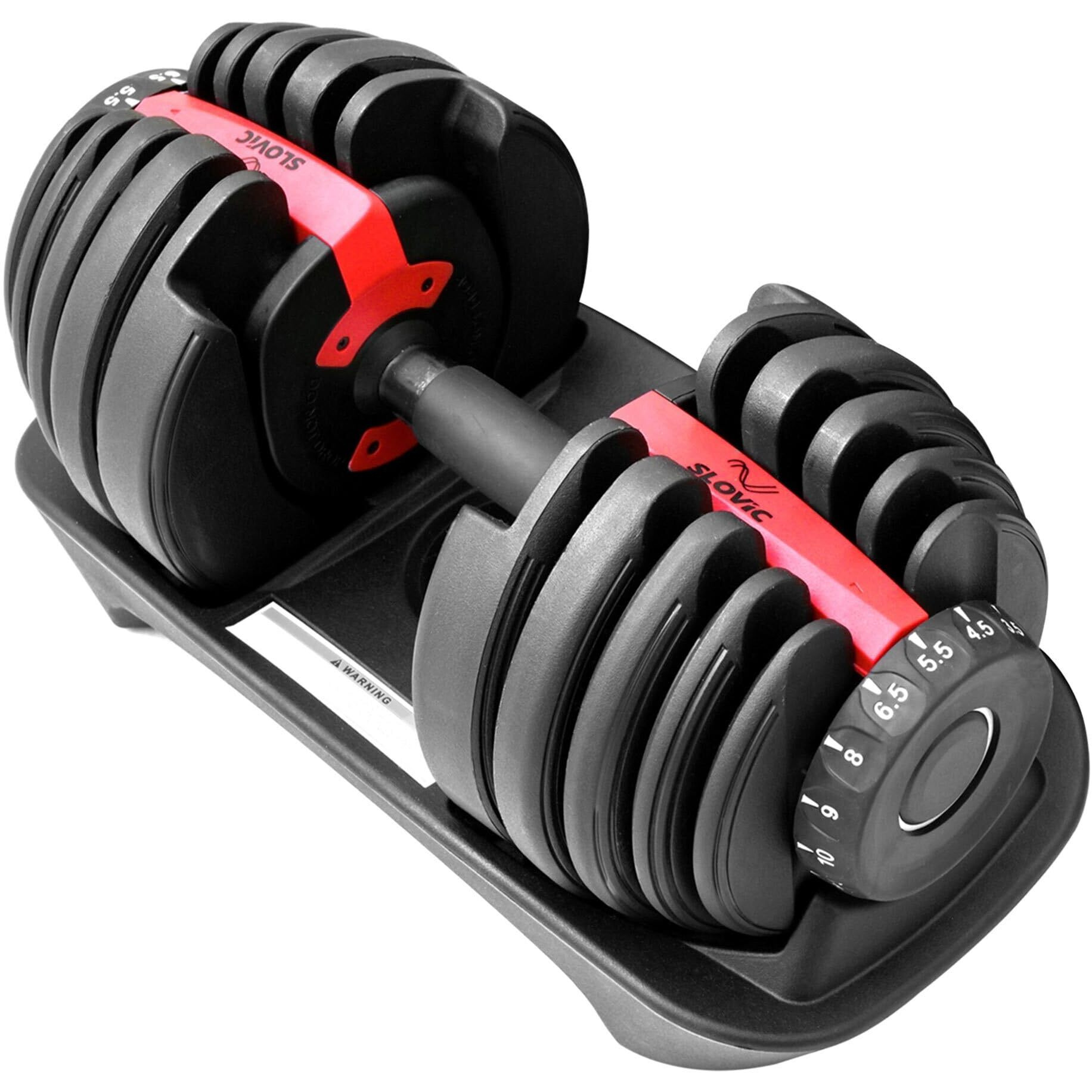 SLOVIC Adjustable Dumbbell Set for Home Gym | Easily Change Weights | Dumbbell from 2.5 kg to 24 kg | 15 Weight Combinations for Fitness and Workouts | Safety Lock Tray | Metallic Mechanism | Pack of 1