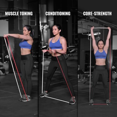 SLOVIC Dual Color Heavy Resistance Band (Red & Grey) for Workout Set Exercise & Stretching Pull Up Bands for Home Exercise Toning Loop Bands for Gym Men & Women Resistance Bands (with Door Anchor)