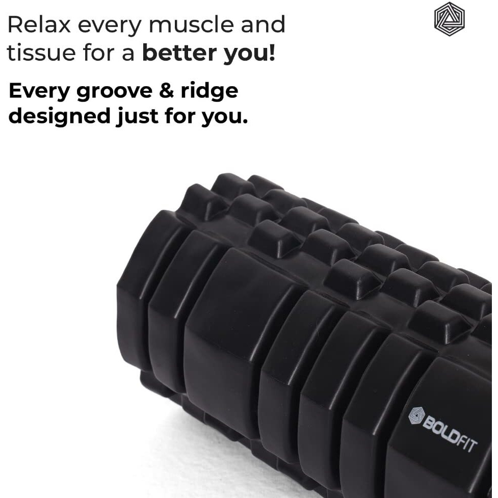 Boldfit Foam Roller for Back Pain, Deep Tissue Massage and Body Pain High Density Foam Roller for Exercise in Gym, Home Back Roller for Muscle Recovery Massage Roller for Stretching, Fitness-( 33cmPro White core )