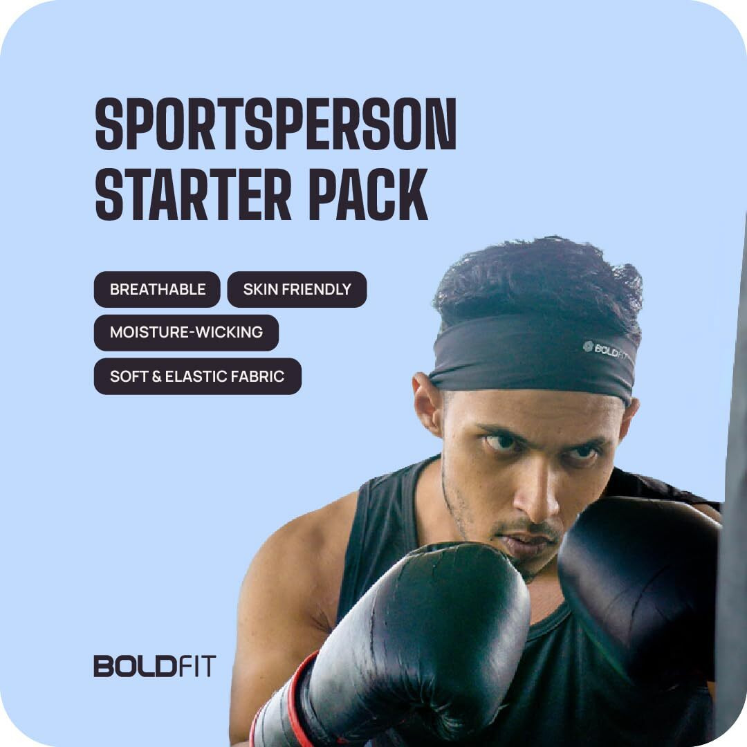 Boldfit Lycra Wide Head Band Hair Band for Women for Men Headband for Gym Gym Accessories for Men&Women Fitness Band Hair Accessories Hair Band Stylish Fitness Band Head Wear for Gym Gym Band-Black