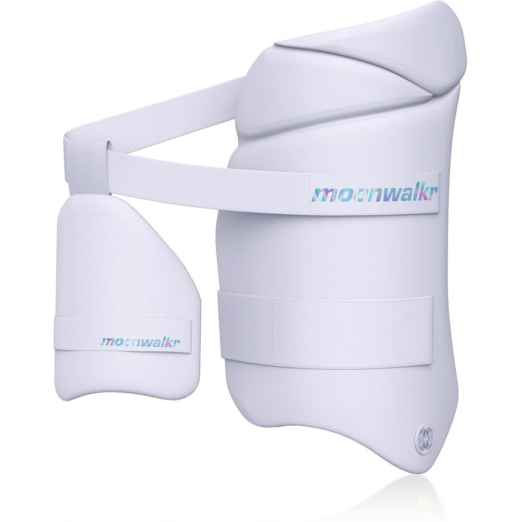 moonwalkr Thigh Guard 2.0 Protective Gear for Batters Height (54- 58) Cricket Thigh Pad Cricket Accessories & Equipment Safeguarding Both Your Outer and Inner Thighs White (Medium, Right Hand)