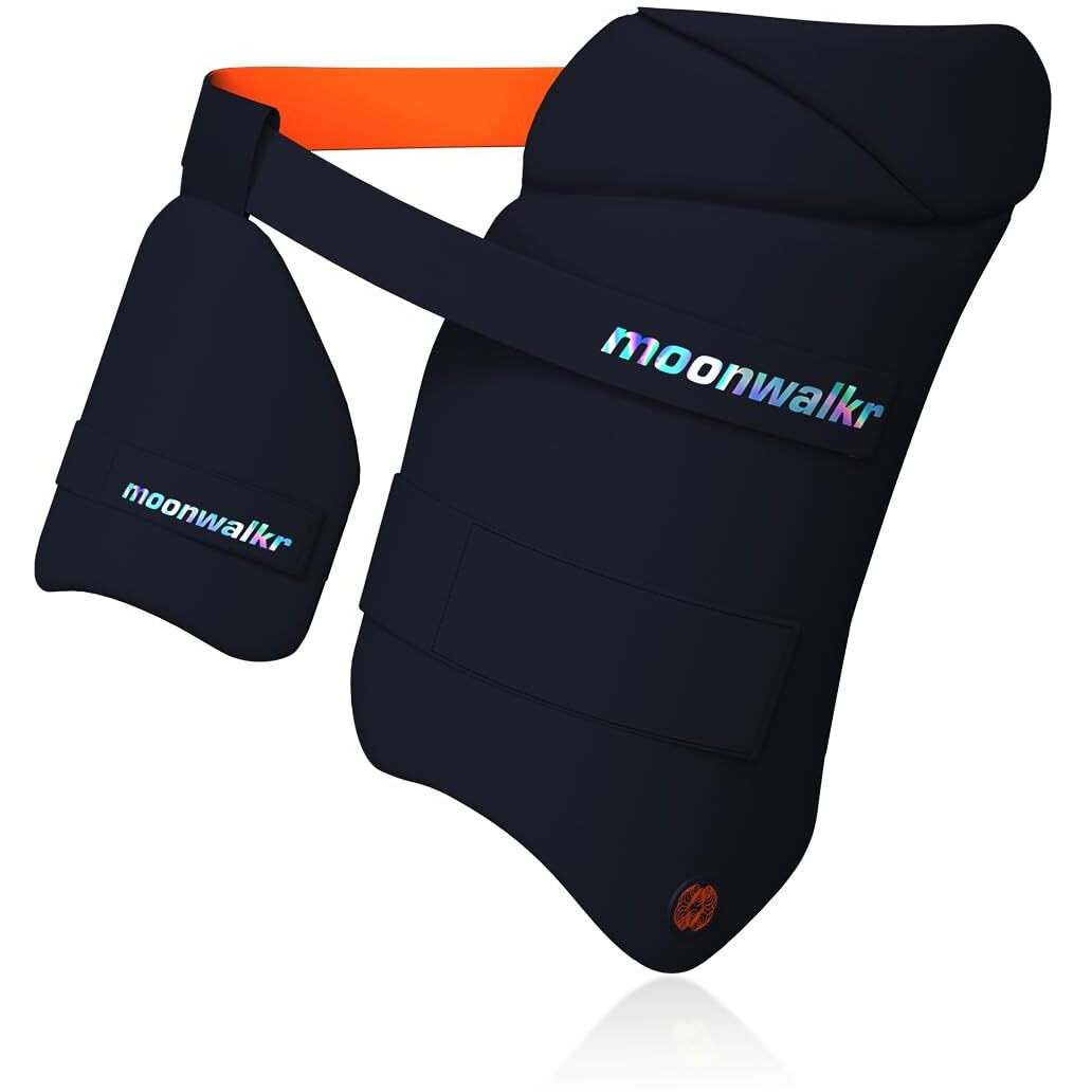 moonwalkr Thigh Guard 2.0 Protective Gear for Batters Height (45- 48) Cricket Thigh Pad Cricket Accessories & Equipment Safeguarding Both Your Outer and Inner Thighs Blue (X-Small, Right Hand)
