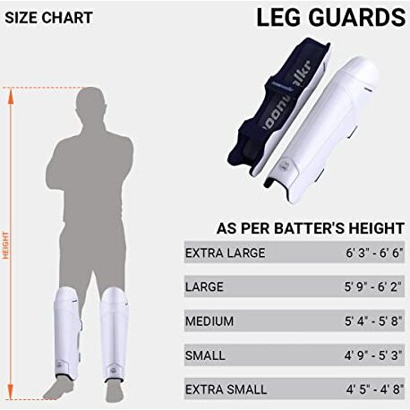 moonwalkr Leg Guard 2.0 Protective Gear for Batters Height (45 - 48) Cricket Pads Batting Pads Leg Pads for Cricket & Cricket Accessories White Extra Small