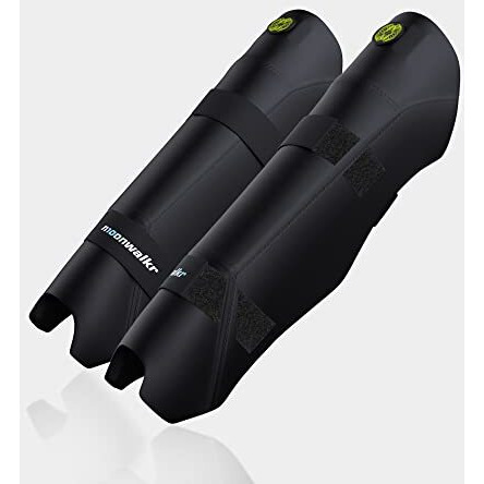 moonwalkr Cricket Keeping Shin Guards Wicket Keeper Pads Protective Gear for Batter s Height (4 5  - 5 3 ) Cricket Wicket Keeping Pads Super Slim Gear Comes with a 3-inch Strap (Youth, Black)