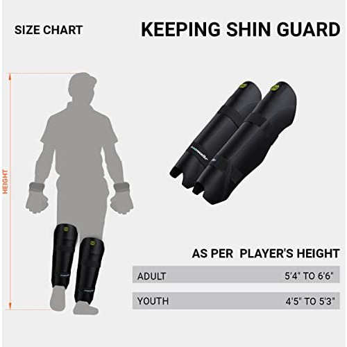 moonwalkr Cricket Keeping Shin Guards Wicket Keeper Pads Protective Gear for Batter s Height (4 5  - 5 3 ) Cricket Wicket Keeping Pads Super Slim Gear Comes with a 3-inch Strap (Youth, Black)