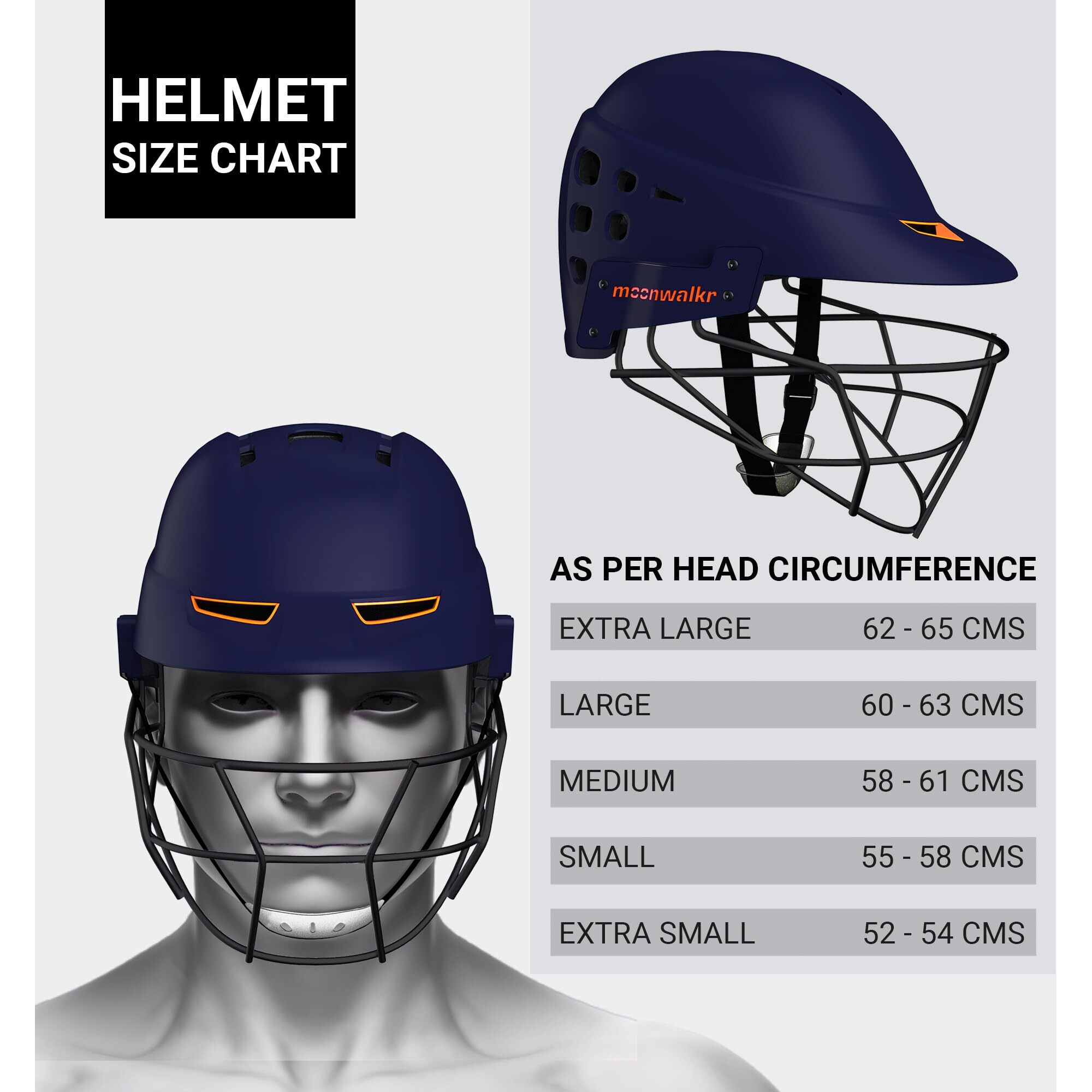 moonwalkr Mind 2.0 Cricket Helmet Head Guard for (55-58) CM Head Size Protective Gear Kids Helmet with 30 air Vents & Endure Impacts up to 160 kmph Batting Helmet & Helmet for Cricket (Small, Blue)