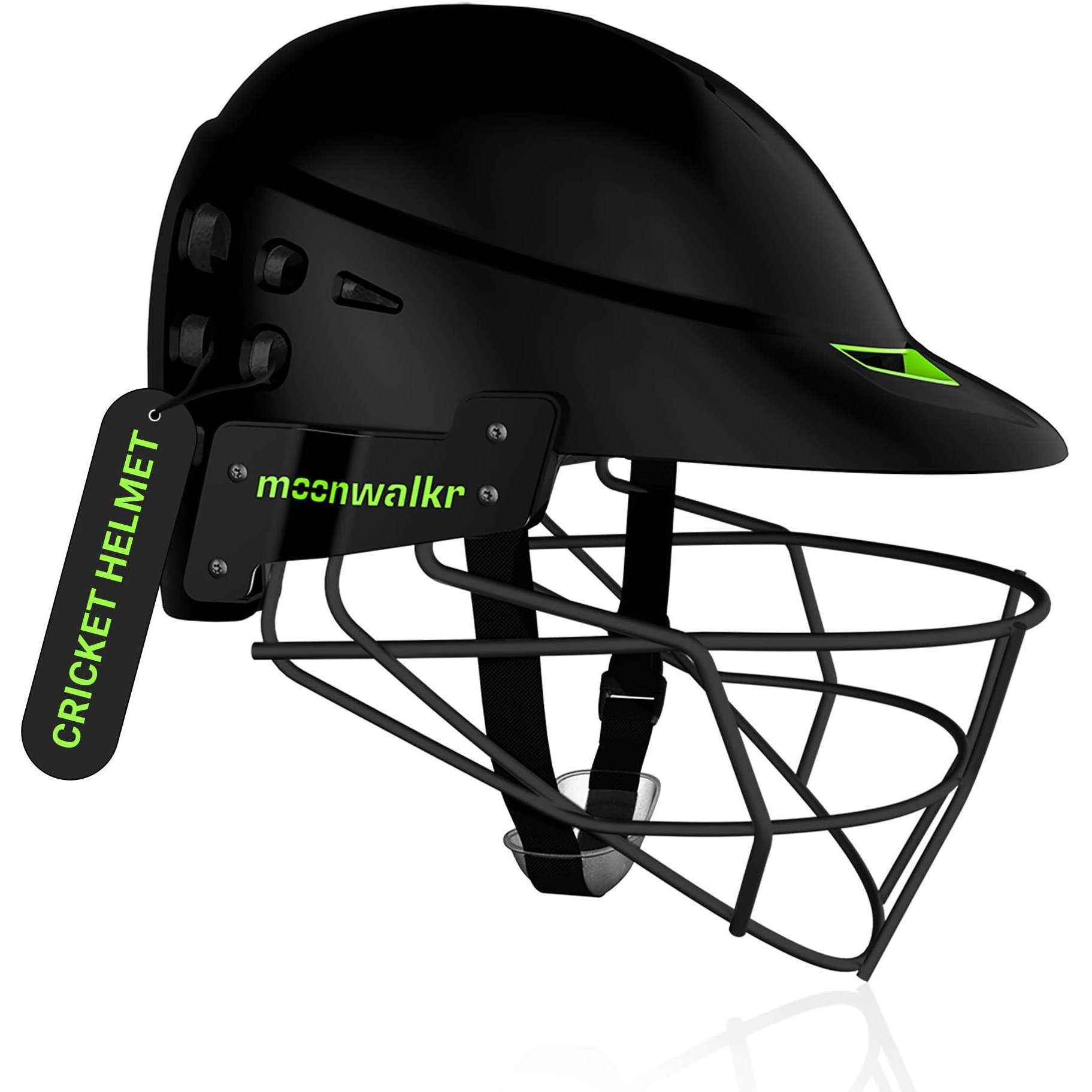 moonwalkr Mind 2.0 Cricket Helmet Head Guard for (52-54)CM Head Size Protective Gear Kids Helmet with 30 air vents & Endure Impacts up to 160 kmph Batting Helmet & Helmet for Cricket (X-Small, Black)