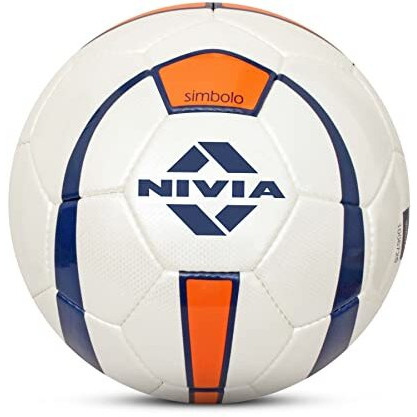 Nivia Simbolo 2.0, PU Stitched Construction, 32 Panel, Suitable for Hard Ground with Grass, International Match Ball, Football for Men, Soccer Ball, Football Size - 4, (Multicolour)