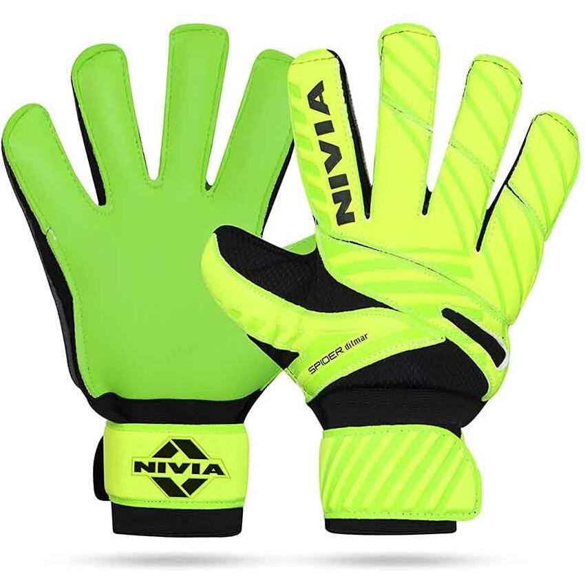 Nivia Ditmar Spider Goalkeeper Gloves for Men & Women, for football, for soccer, goalkeeping glove, goalkeeper gloves with Grip, Football hand gloves, goalkeeper gloves, Football hand glove (Green) M