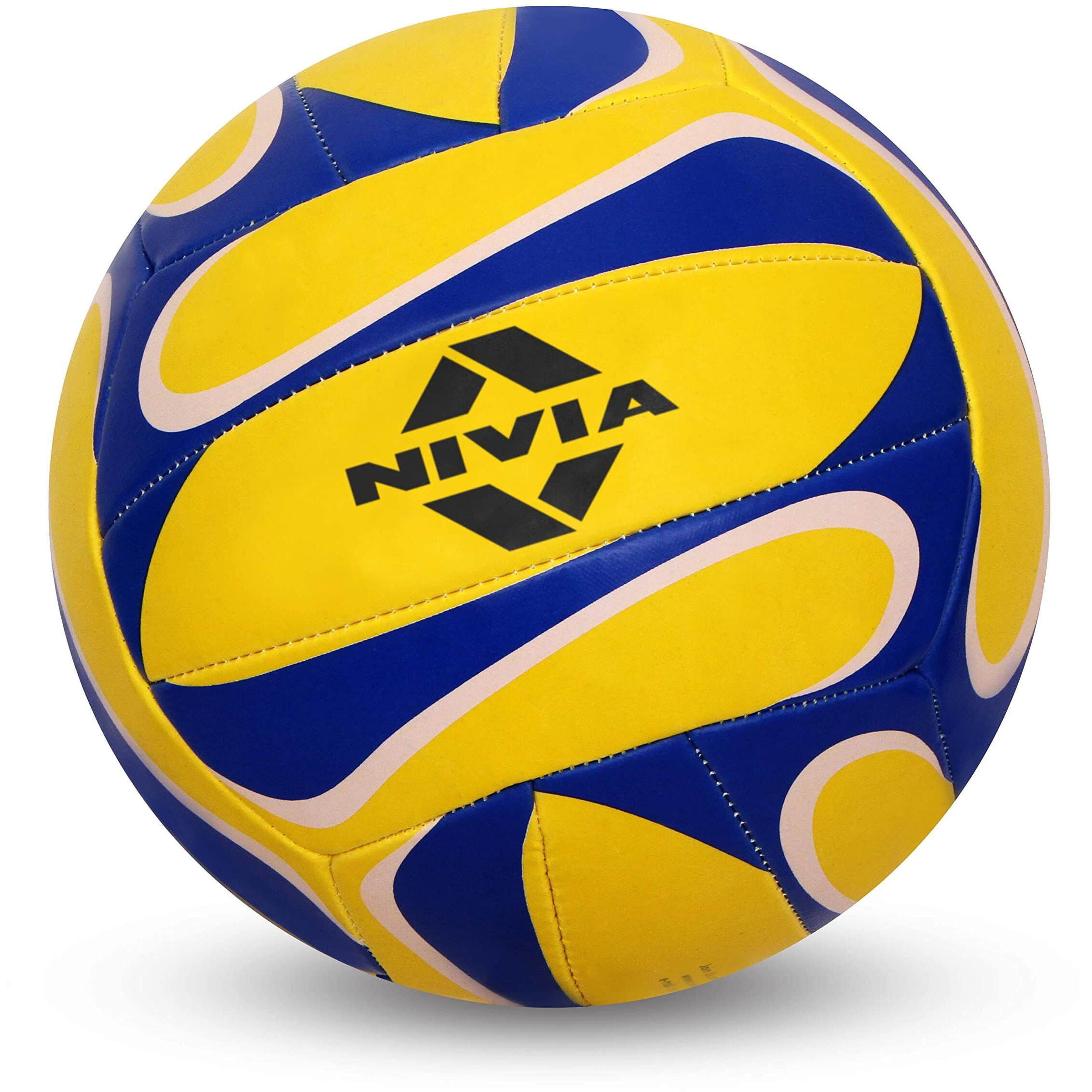 Nivia Trainer Volleyball/Rubberized Stitched/18 Panel/for Indoor & Outdoor Surfaces/for Men/Women/Volleyball Size - 4 (Yellow/Blue)
