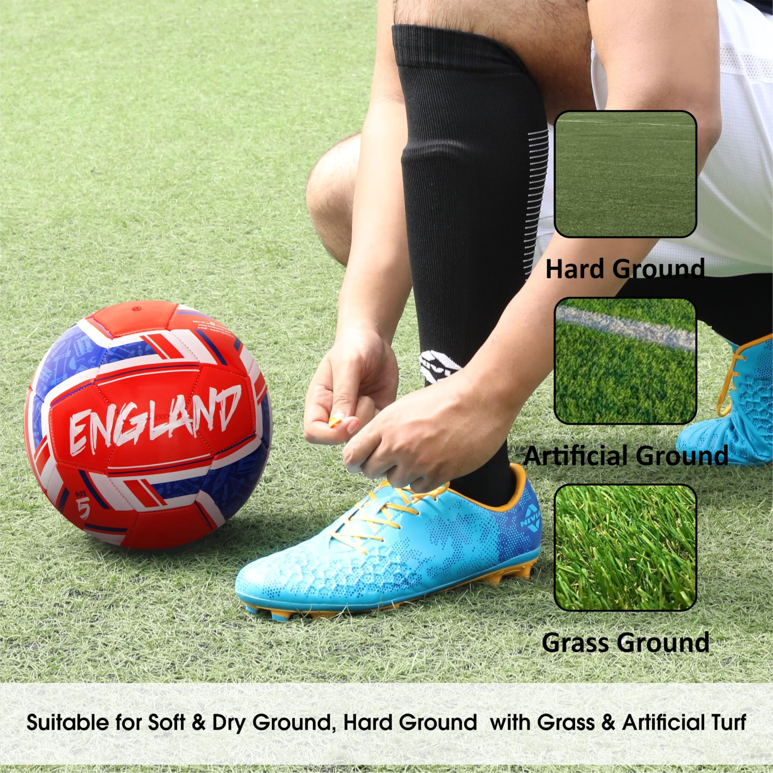 Nivia Spinner Machine Stitched Football (England), 32 Panel Football, PVC Stitched Football, Football for Traning, Recreational, Beginners, Soccer Ball, Football Size - 5 (Multicolour)