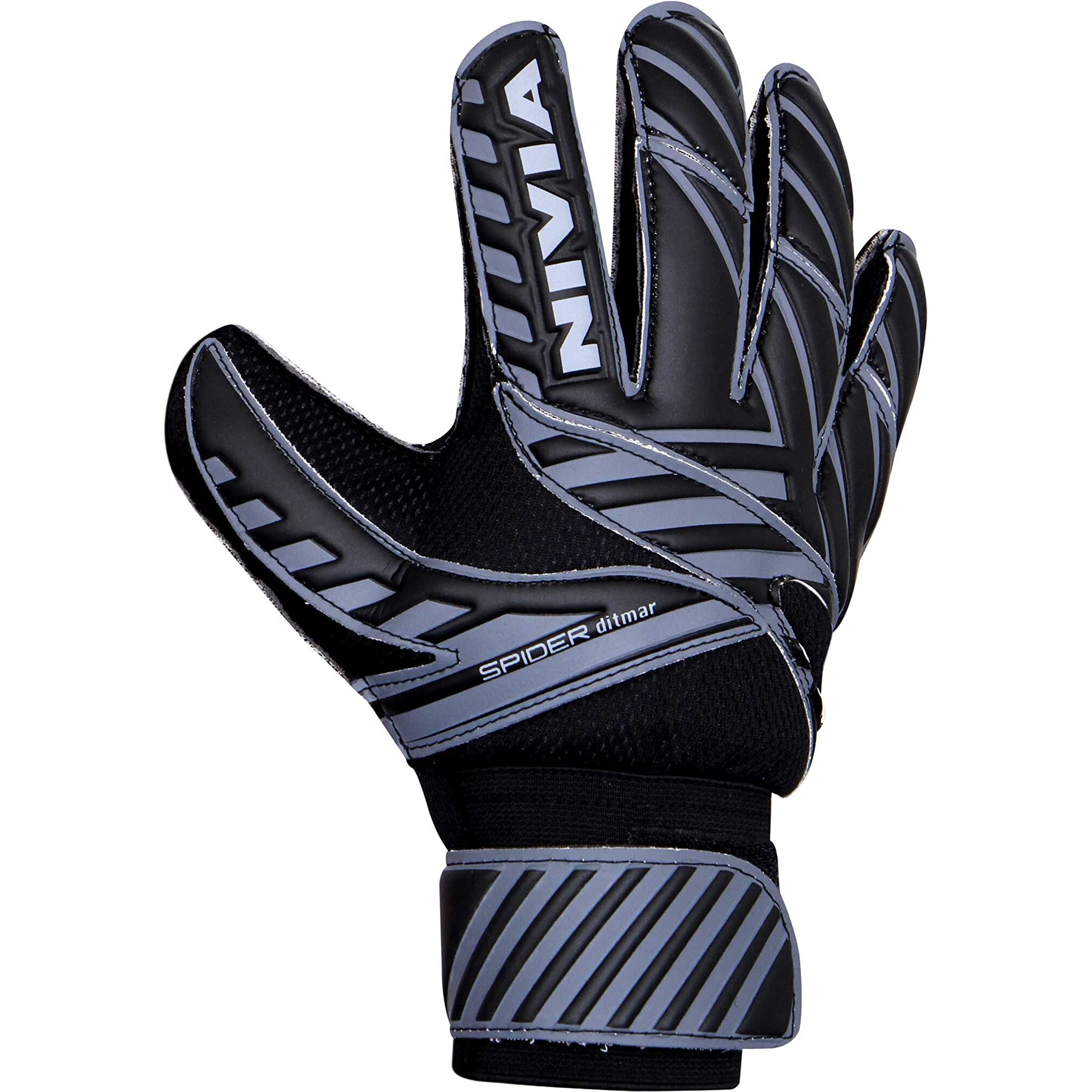 Nivia Ditmar Spider Goalkeeper Gloves for Men & Women, for Football, for Soccer, goalkeeping Glove, Goalkeeper Gloves with Grip, Football Hand Gloves, Goalkeeper Gloves, Football Hand Glove (Black) L