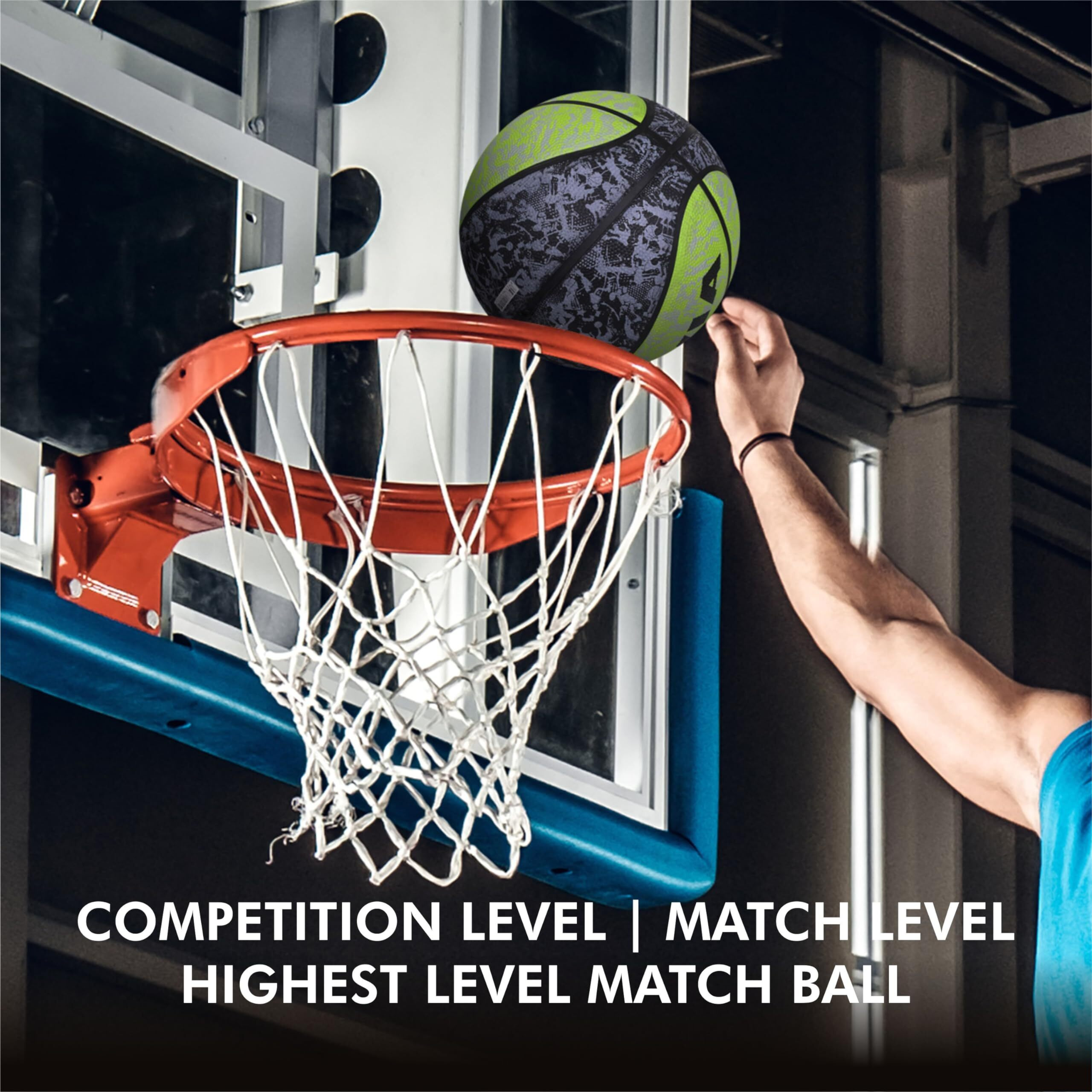 Nivia Graffiti Basketball/Material Rubber/Rubberized Moulded/Panel 8/Suitable for Indoors Matches/Size - 7 (Black/Green)