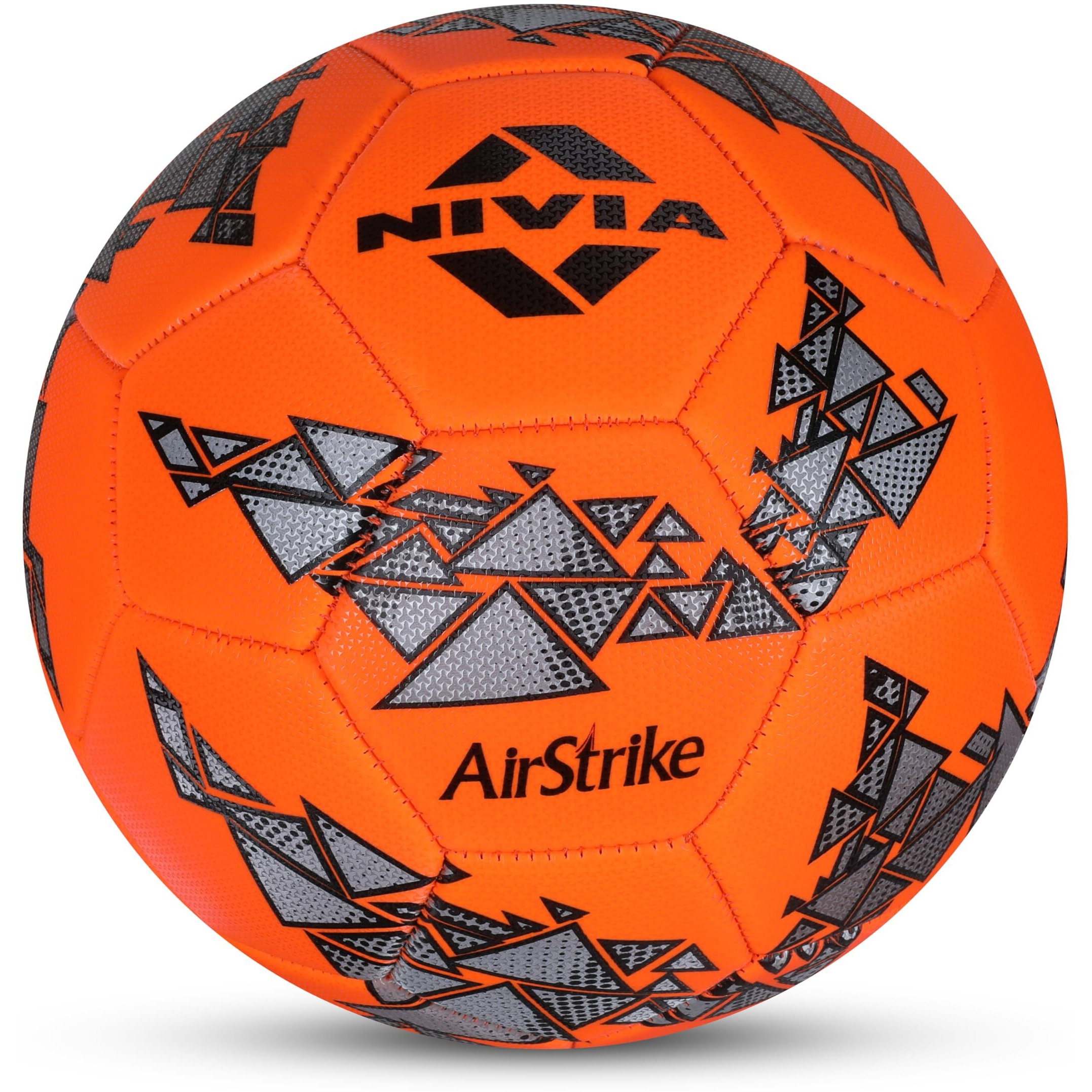 Nivia Air Strike Football, 32 Panel, Foamed PVC Stitched, Grassy Ground Hobby Playing Football, Football for Men and Women, Size -5 (Orange)