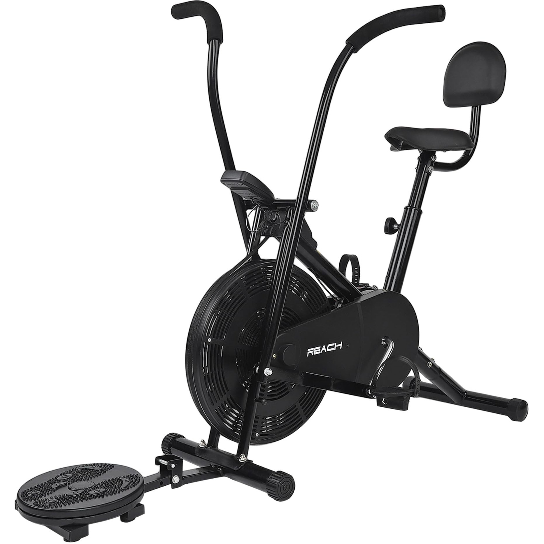 Reach AB-110 BST Air Bike Exercise Cycle with Moving or Stationary Handle | with Back Support Seat & Twister | Adjustable Resistance | Fitness Cycle for Home Gym