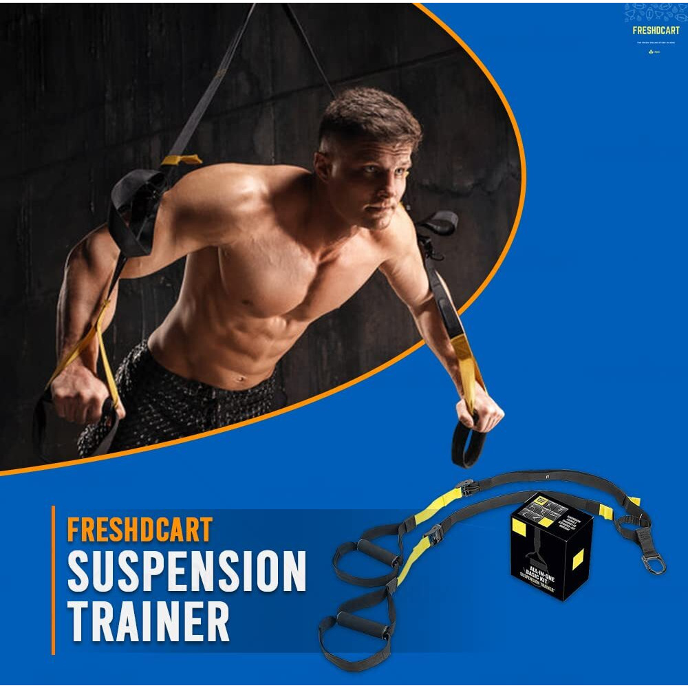 Freshdcart Unisex Suspension Body Trainer Exercise Kit Band with Door Anchor and Wall Mount Portable Set for Home Gym Workouts (Multi-Colour)