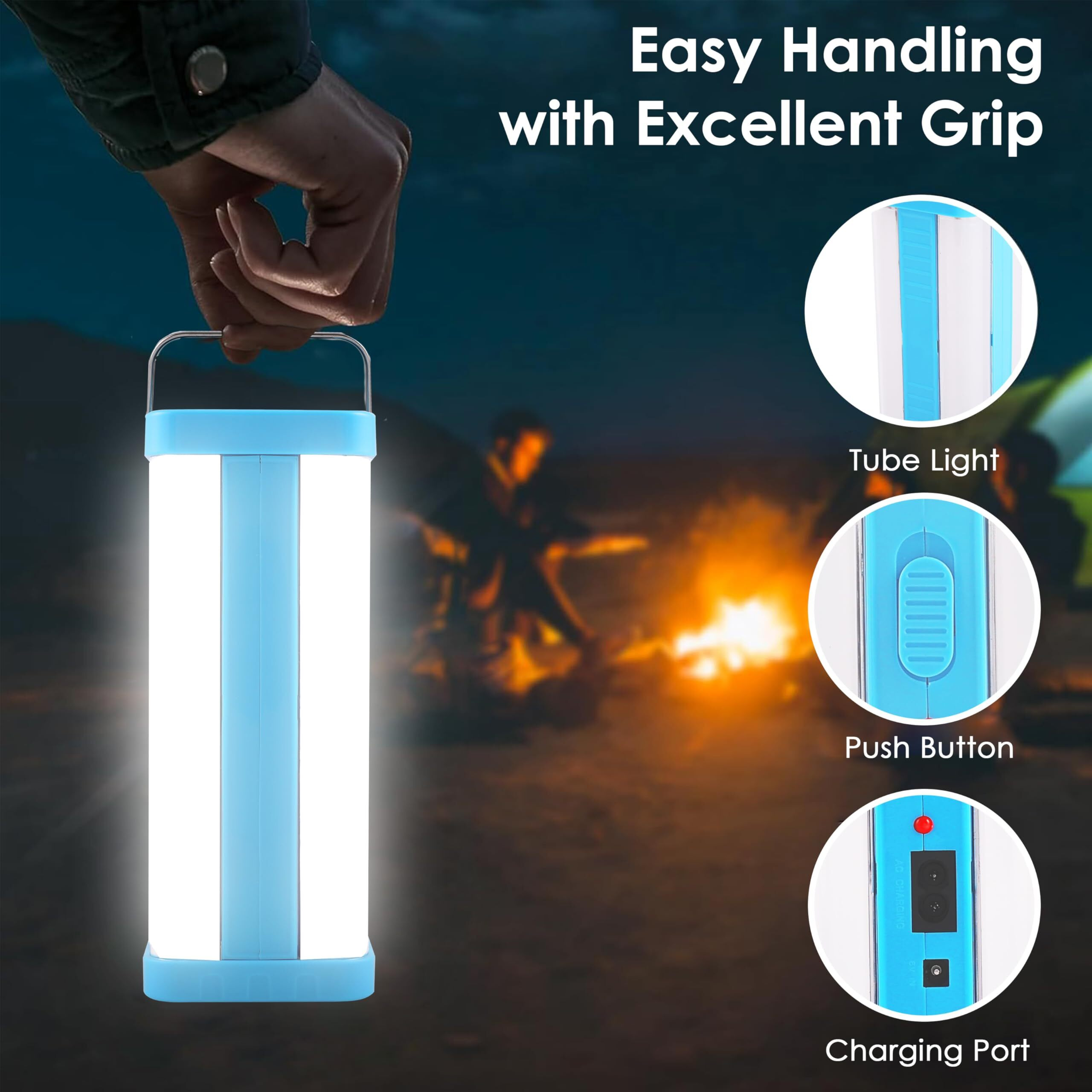 Gesto 40W Emergency Lights Rechargable  Portable Led Light With Adjustable Brightness| Laltern Lamps Upto 8 Hrs Backup |Wall Hanging Battery Operated light | Indoor Outdoor Use Trekking,Camping Light
