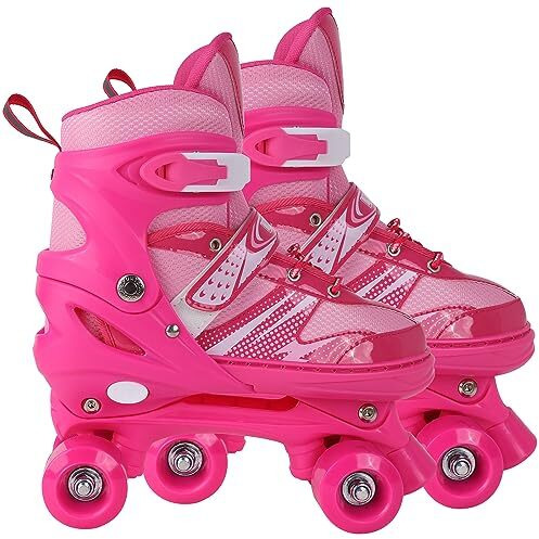 Lyrovo Roller Indoor Wheel Skates With Break For Boys Kids And Girls Adjustable Skating Shoe (M, Blue)