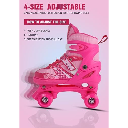 Lyrovo Roller Indoor Wheel Skates With Break For Boys Kids And Girls Adjustable Skating Shoe (M, Blue)
