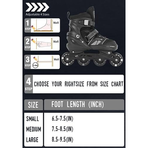 Lyrovo Kids Aluminium Inline Skates Shoes (L, Grey)