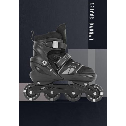 Lyrovo Kids Aluminium Inline Skates Shoes (L, Grey)