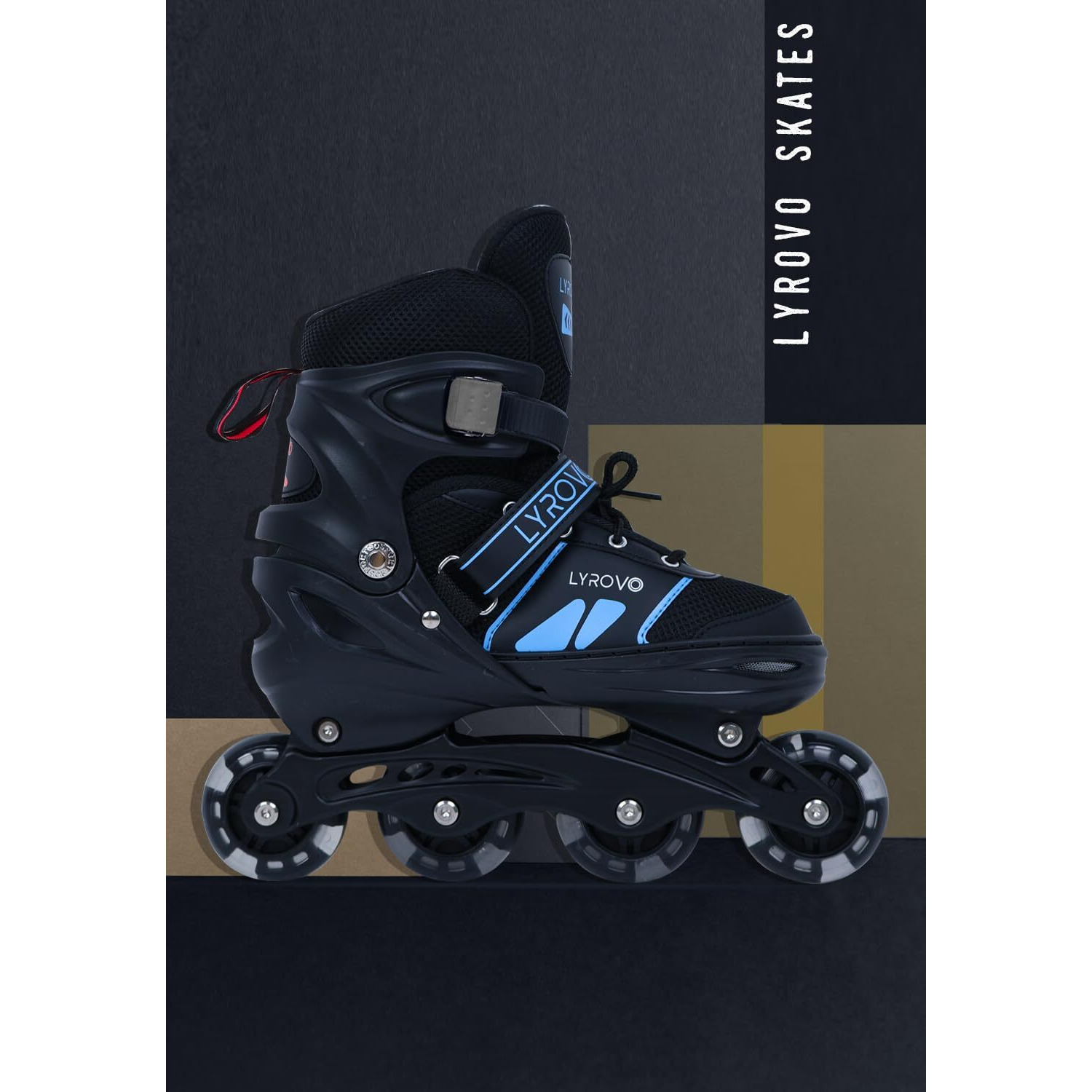 Lyrovo Aluminium Inline Skates shoes (M, Blue)