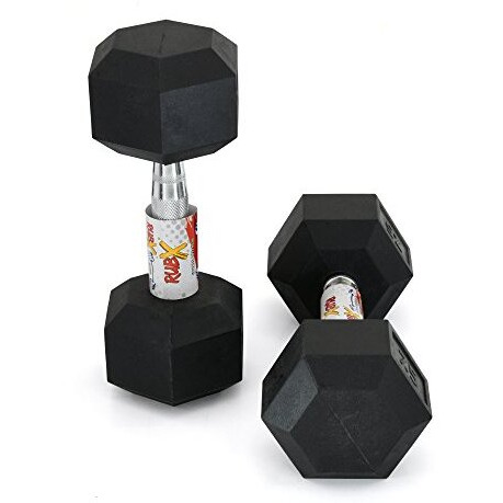 RUBX Rubber Coated Professional Exercise Hex Dumbbells (Pack Of 2) 10 Kg X 2Pc (Total  20 Kg), Black