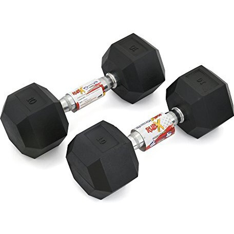 RUBX Rubber Coated Professional Exercise Hex Dumbbells (Pack of Two) 7.5 Kg x 2pc (Total  15 kg)