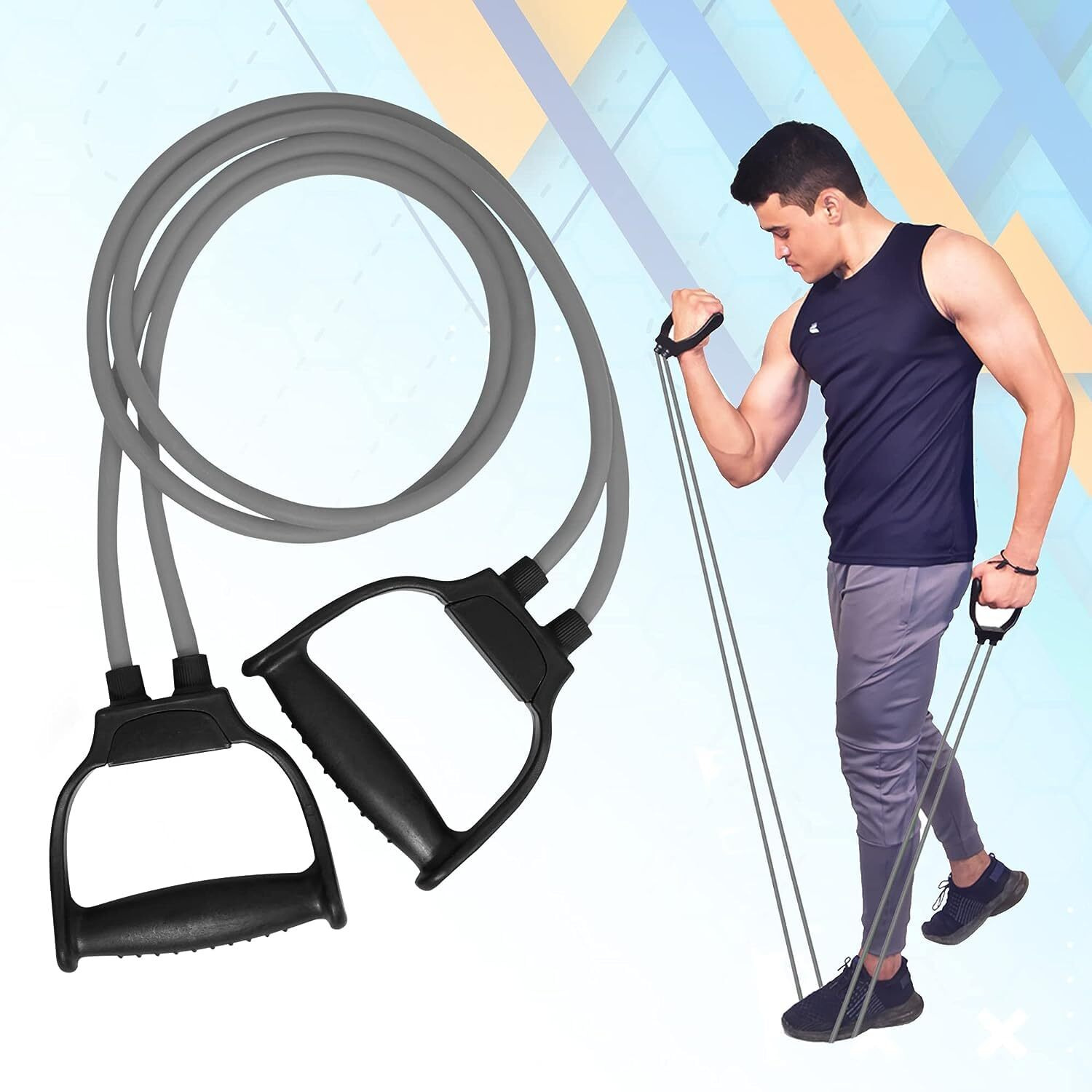 Oddish Way To Fitness Tummy Trimmer Double Spring With Resistance Band Combo Pack For Men & Women - Ab Exercise Equipement, Abdominal Workout For Home & Gym Use - Stomach, Abs, Belly Exercise