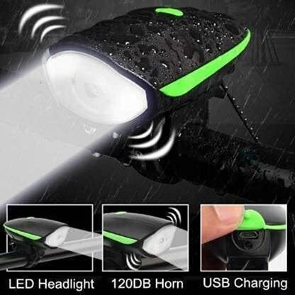 Gadget Deals 2-in-1 Rechargeable Cycle Light and horn with Cycle tail light LED Cycle light for bicycle Front Rear Light Combo