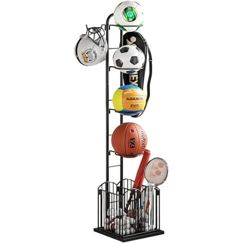 ARHAT ORGANIZERS Sports Ball Stand|Portable Multiple Stand For Football Basketball Volleyball,Tennis Rackets,Cricket Bat|Freestanding Garage Sports & Equipment Organizer (Round)