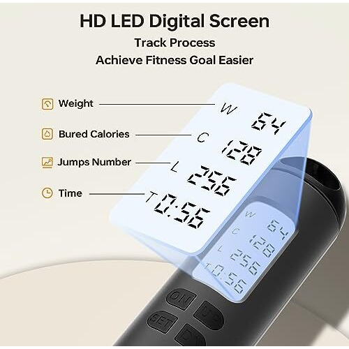 Halohop Skipping Rope With Calorie Counter, Adjustable 3M Skipping Rope With Counter For Exercise & Fitness (Black) - Pvc