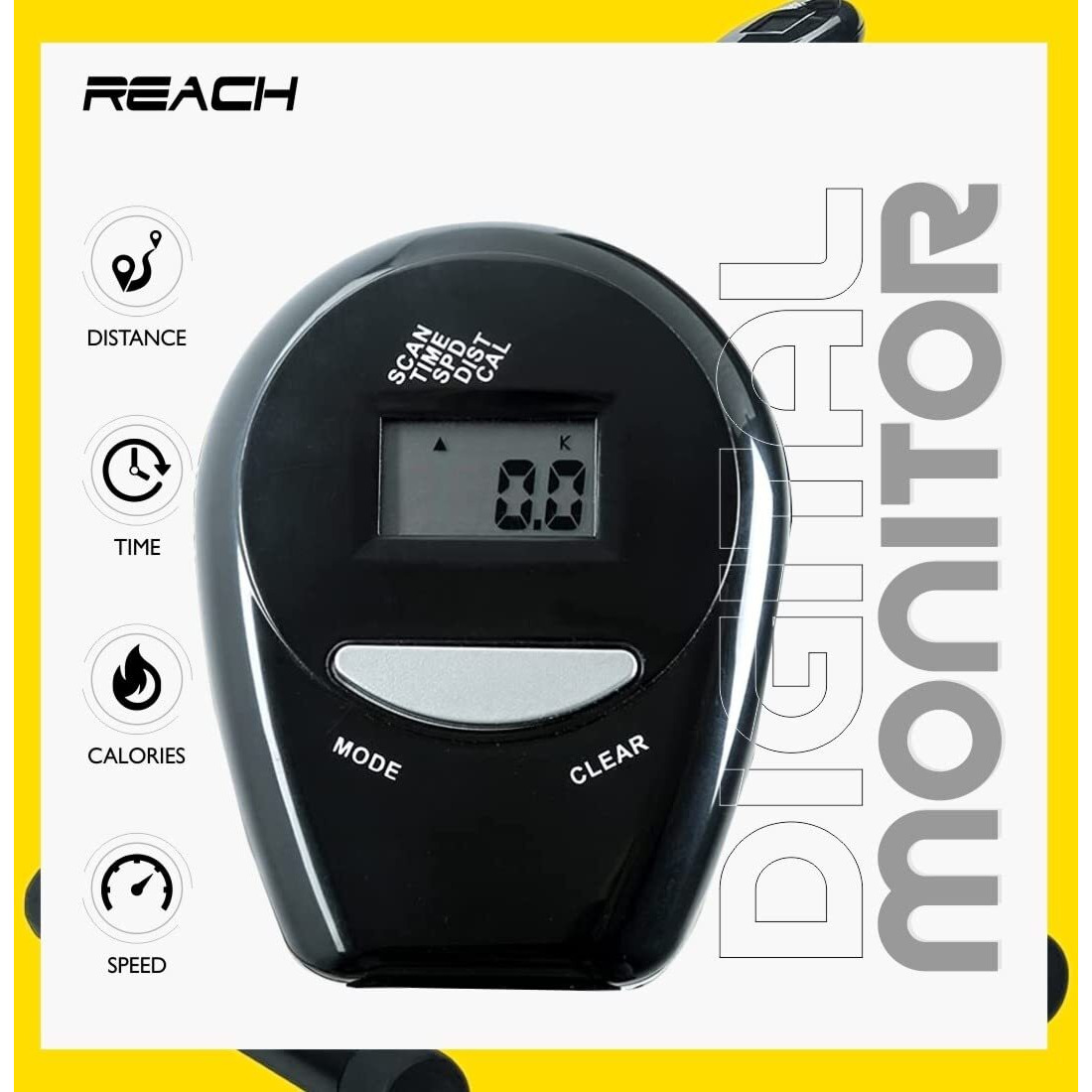 Reach Mini Cycle Pedal Exerciser with Adjustable Resistance and Digital Display - Suitable for Light Exercise of Legs & Arms, and Physiotherapy at Home