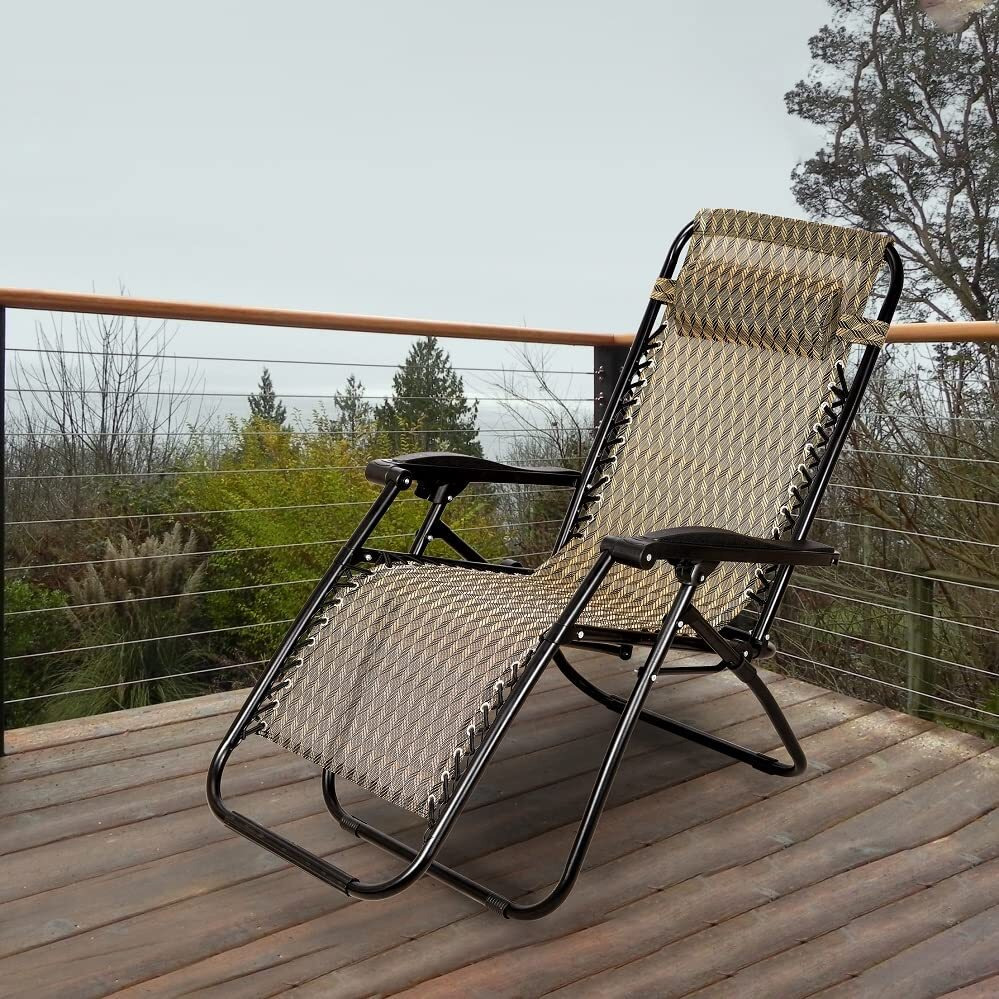 ginoya brothers Stainless Steel - Recliner Sleeping Chair With Adjustable&Foldable Legs For Beach, Home Lounging, Camping Outdoor Activity (Brown Texture)