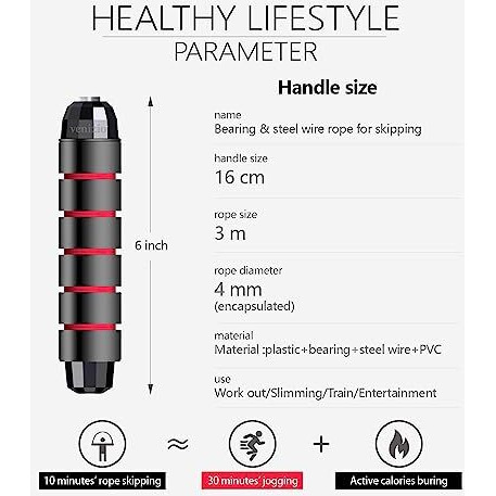 Redify Skipping Rope Men and women and Children Exercise Rope for Exercise Workout & Weight LossTangle Free Jumping Rope for Kids Polyvinyl Chloride rope