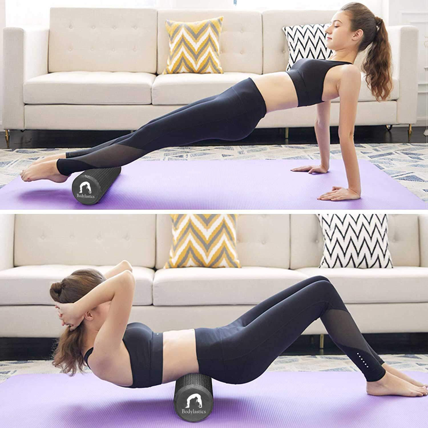 Bodylastics 60cms EVA Dotted Foam Roller for Deep Tissue Massage, Relief from Sore Muscles Pain, Pre & Post Exercise Fitness Workout Sessions