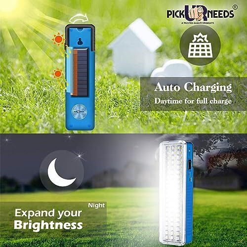 Pick Ur Needs Solar Home Emergency Rechargeable Led Lantern Floor Lamp Light 60 Smd, Blue