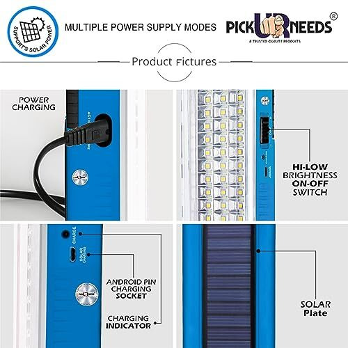 Pick Ur Needs Solar Home Emergency Rechargeable Led Lantern Floor Lamp Light 60 Smd, Blue
